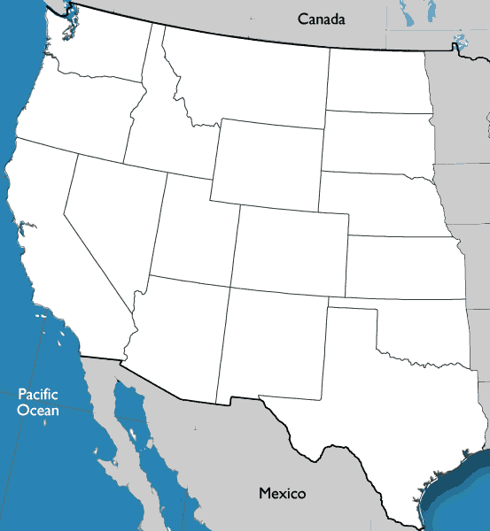 Map Western States Of The United States Worksheet